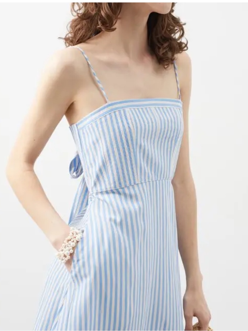 La Ligne Frannie striped tie back midi dress - Picture 2 of 9